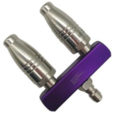 Imagem de Pontas de lavadora de pressão com bico turbo duplo, pontas de bocal turbo rotativo de aço inoxidável SUS 304 para lavadora de pressão com conector rápido de 1/10.2 cm 3600 PSI Max, 2.0 orifício duplo,