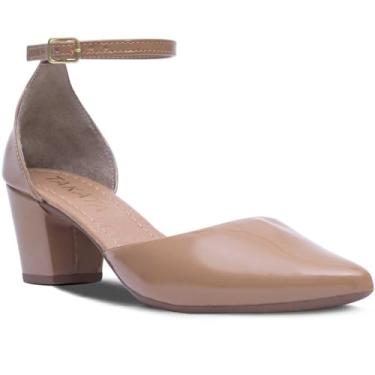 Imagem de Sapato Scarpin Salomé Feminino Salto Baixo Bloco Confortável Verniz R2.03 (Nude, BR, Adulto, Numérico, M, 34)