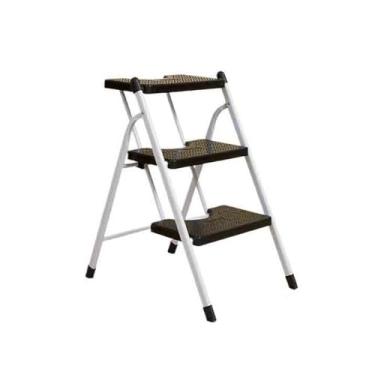 Imagem de Escada dobrável Escada dobrável doméstica de 2/3 degraus Escada dobrável multifuncional Escada dobrável interna pequena Decoração Escada ascendente Banco de degrau dobrável(Preto,Médio)