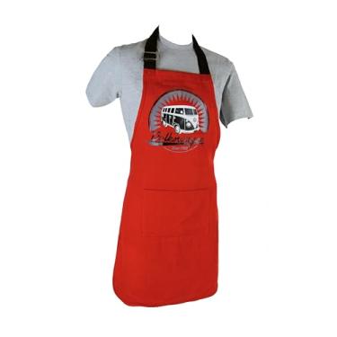 Imagem de Coleção BRISA VW – Vans para caminhonete Volkswagen Samba Bus T1 Vans Premium Cozinhando na Cozinha – Avental de cozinheiro para mulheres e homens com design retrô vintage VW T1 Bus, Vintage Logo/Red, 1