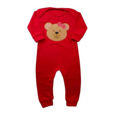 Imagem de Macacão Body Ursinho Manga Longa - Generic, G, Vermelho
