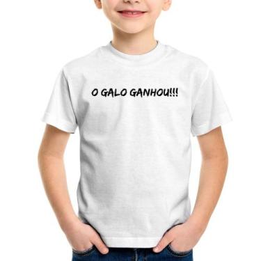 Imagem de Camiseta Infantil O GALO GANHOU!!! - Foca na Moda, Branco, 14