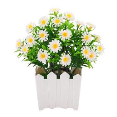 Imagem de Segreto Flores artificiais, vasos de plantas falsas, flores em vaso, plantação de girassol falso para arranjos de casamento, decoração de casa, escritório, banheiro, decoração de mesa de jantar