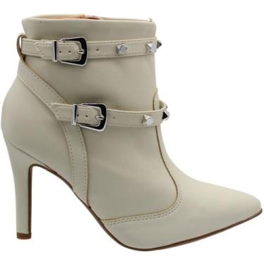 Imagem de Bota Salto Alto Vizzano Napa Berlim Apliques Pratas Feminino, Branco, 