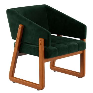 Imagem de Poltrona Air Veludo Verde e Amêndoa