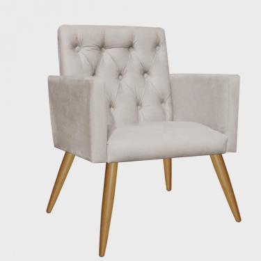 Imagem de Poltrona Nina Capitonê Decorativa Sala de Estar Recepção Corino Bege - Ahz Móveis