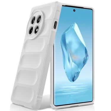 Imagem de BonYonka Capa de silicone para OnePlus 12R, forro de microfibra antiarranhões, capa à prova de choque com proteção para câmera, branca