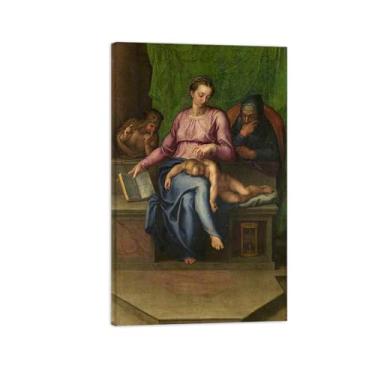 Imagem de BMZFYBS Pinturas a óleo religiosas - imagem famosa em tela - reprodução giclée em tela - pôster clássico da família sagrada 3 - pronto para pendurar 40 x 65 cm 16 x 26 pol tela embrulhada