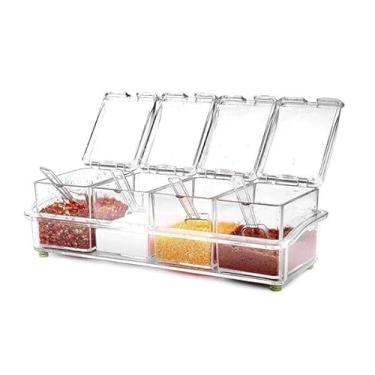 Imagem de Porta Temperos 5 potes Condimentos Acrilico Cozinha com Colher