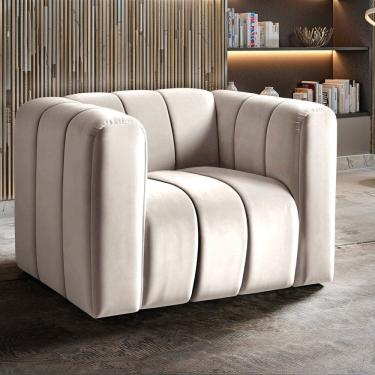 Imagem de Poltrona Mona Decorativa Retrô Moderna Sala de Estar Bege