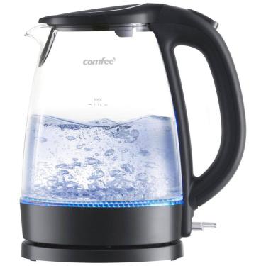Imagem de Chaleira elétrica. 1.7L Caldeira de água quente. 1500W Ferva rápida. Chaleira de chá elétrico de vidro com indicador.COMFEE