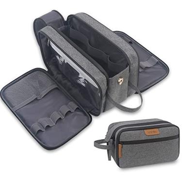 Imagem de Lacdo Sacos Higiênicos para Homens, Kit Dopp de Viagem para Roupa de Banho Sacos de Barbear Grandes Resistentes à Água para Acessórios de Higiene Acessórios de Banho Sacos Cosméticos, Cinza