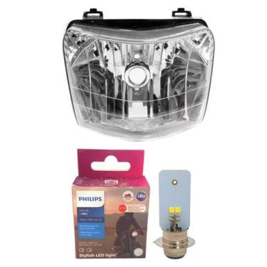 Imagem de Farol Bloco Óptico + Lâmpada Led Philips Bros 150 09 á 12 - PLASMOTO