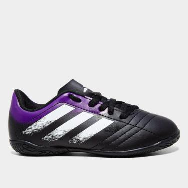 Imagem de Chuteira Futsal Infantil Adidas Rabisco, Preto, Roxo, 32