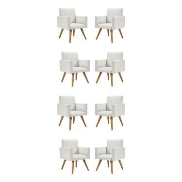 Imagem de Kit 8 Poltronas Cadeira Escritório Recepção Linho Bege