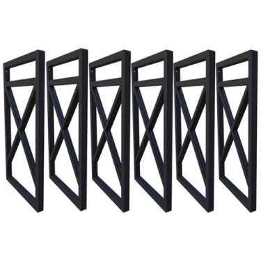 Imagem de Seis Suporte Para Prateleira Estilo Industrial 06 Un. Preto - Ômega Su