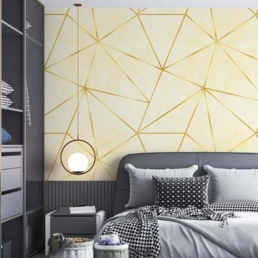 Imagem de Kit 2 Rolos Papel De Parede Adesivo Zara Ouro Branco 3,0M - Gh Papel D