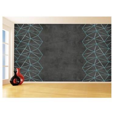 Imagem de Papel De Parede Concreto Linhas Azul Turquesa 3,5M Kkt273 - Você Decor