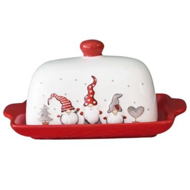 Imagem de Manteiga com tampa, manteiga de Natal, recipiente suave com tema de gnomo, não desbota para bancada, cozinha, decorações de Natal