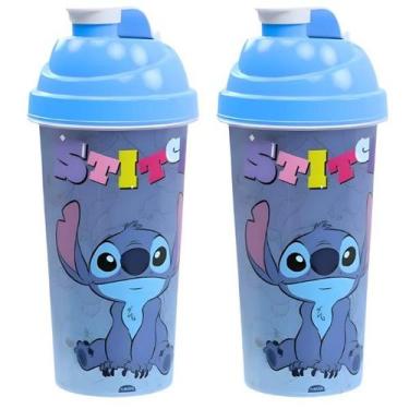 Imagem de Kit 2 Shakeira Garrafa Stitch Plástico 580ml Com Tampa - Plasútil