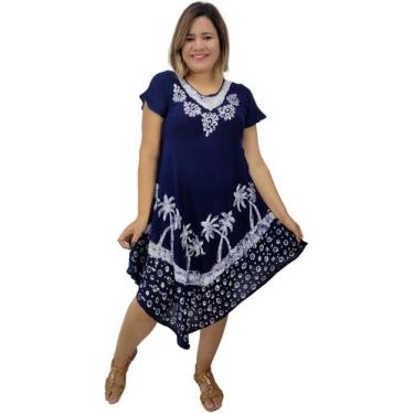 Imagem de Vestido Curto Trapézio Regata Indiano Batik Plus Size 1322 - Sarat Mod