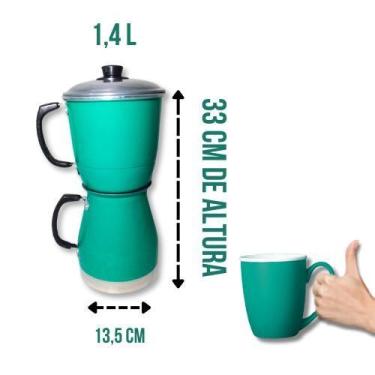 Imagem de Cafeteira Alumínio Verde Extra Forte Econômica Manual Italiana 1,4 Lit