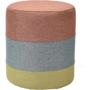 Imagem de Puff Estofado Otomano Mudança Banco De Sapato Estrutura De Madeira Maciça Esponja Elástica Alta Confortável E Respirável Tamborete Doméstico Tamborete Penteadeira Tamborete, Orange