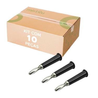Imagem de Plug Conector Banana 4mm Macho - 10 Peças Preto - GREEN