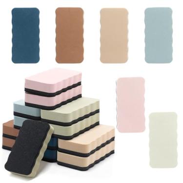 Imagem de Marspark 12 peças de borrachas magnéticas apagáveis a seco para professores Morandi Color Apagar a seco, almofadas de limpeza de quadro branco, prêmios de sala de aula, lousa para sala de aula (sólido