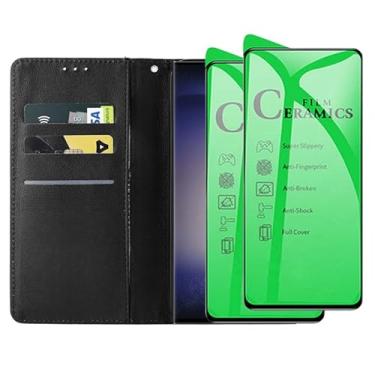 Imagem de Capa Capinha Carteira Para Galaxy S23 Ultra Capinha Flip Case + 2 Películas Cerâmica Premium