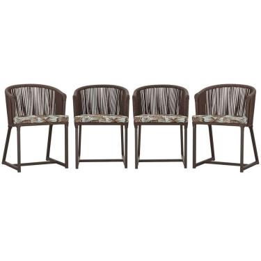 Imagem de 4 Cadeiras De Jantar Noronha Marrom Corda Náutica E6 Trama Marrom