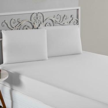 Imagem de Jogo De Lençol 100% Algodão Malha Toque Macio Com Elástico Jogo de Cama Casal Queen King 03 Peças (Branco, Queen 3 Peças)