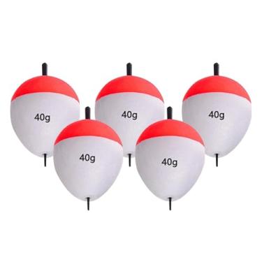 Imagem de menolana 5 peças de bóias de pesca Bobbers EVA oval vermelho branco cor brilhante alta flutuabilidade espuma bóias conjunto para pompano pesca de longo, 40g