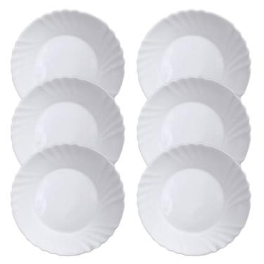 Imagem de Jogo 6 Pratos de Sobremesa em Vidro Opal, 20 cm, Branco, Nilo