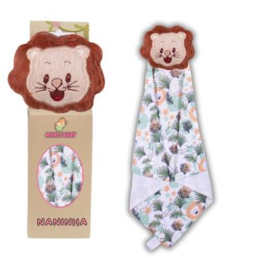 Imagem de Naninha Para Bebê Porta Chupeta Bichinhos - Criativa, Leãozinho Marrom