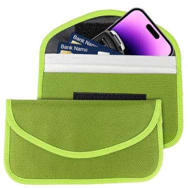 Imagem de Ongfuwu Bolsa Faraday com 2 peças para telefones e chaves de carro, entrada sem chave, bloqueio de sinal, protetor de chaveiro, antirroubo Faraday para proteção de privacidade de celular, blindagem de