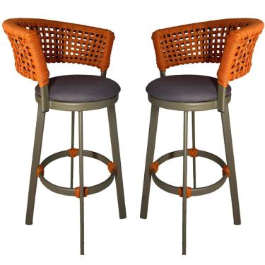 Imagem de Imagem  2 Banqueta Somália em Alumínio e Corda Náutica Jardim