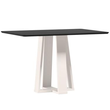Imagem de Mesa de Jantar para 4 Lugares 1,20m Tampo Mdf com Vidro Rubi Off White/Preto - New Ceval