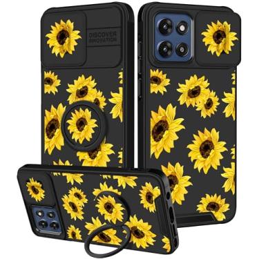 Imagem de Funermei Capa para Moto G Stylus 5G 2025 - Capa de telefone feminina bonita estética girassol flor floral design exclusivo com capa de câmera e suporte de anel Funda para Motorola G Stylus 5G 2025