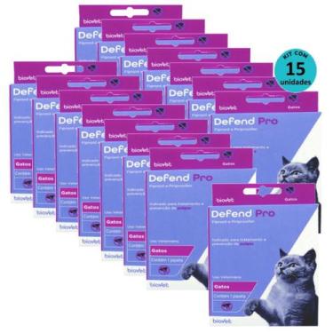 Imagem de Defend Pro Gatos Prevenção de Pulgas em Gatos kit Com 15 - Biovet
