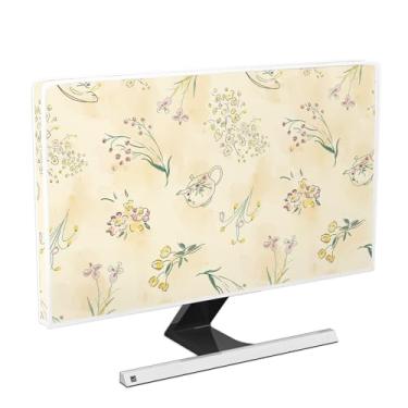Imagem de Baocicco Orange Cottagecore floral impermeável 22, 23, 24, 25 polegadas, antiestático, à prova de poeira, LCD/LED/HD, bule de chá, acessórios para monitor de design botânico, laptop, TV, tela LCD