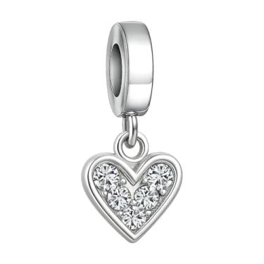 Imagem de BlingNuts Pingente de coração de aniversário branco transparente I Love You Forever compatível com pingentes Pandora Pulseiras Miçangas para Mulheres Joias