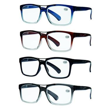 Imagem de Success Eyewear Óculos de leitura Conjunto de 4 óculos de leitura masculinos com melhor relação custo-benefício, preto, azul, marrom, cinza, 2
