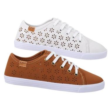 Imagem de Kit 2 Pares Tênis Feminino Casual Sapatilha Sapatenis Leve Confortável