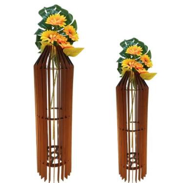 Imagem de Vaso de Chão Decorativo Grande MDF PENEDO - LENOBRE, Marrom, Kit com 2