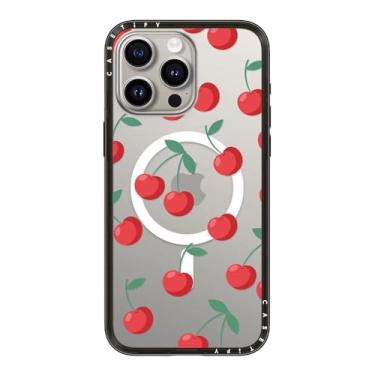 Imagem de CASETiFY Capa compacta Magsafe para iPhone 15 Pro Max [leve/slim fit/compatível com Magsafe] - cerejas - preto transparente