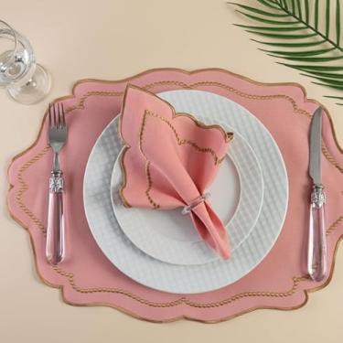 Imagem de Kit Jogo Americano Sousplat Bordado Suplat de Mesa Posta Redondo/Retangular e Guardanapos (Realeza Rose, Mesa 4 Lugares (8 Peças))