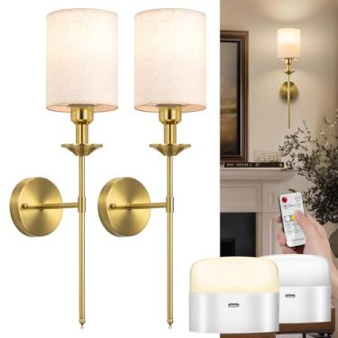 Imagem de NookNova Arandela de parede operada por bateria, 13.000 mAH, arandela de parede recarregável, conjunto de 2 com controle remoto, 3 cores, sem fio, alimentado por bateria, luminária decorativa para