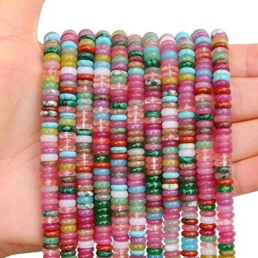Imagem de BONNY BOXX 1 fio (150 peças) natural 2 * 6 mm cores mistas contas Rondelle, contas de pedra de disco de ábaco natural, pedra preciosa espaçadora solta para pulseira faça você mesmo, colar e fazer