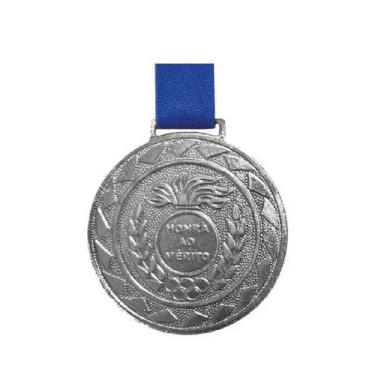 Imagem de Medalha com fita prata 60mm - Crespar